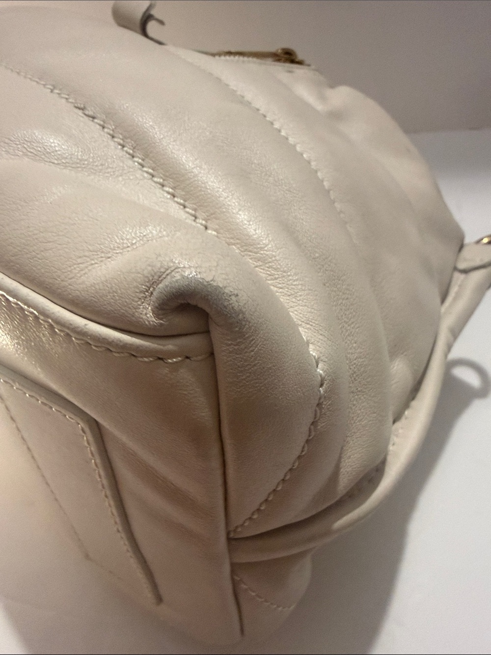 Moncler Amandine Borsa White Leather Puffer Satchel - Picture 10 of 15